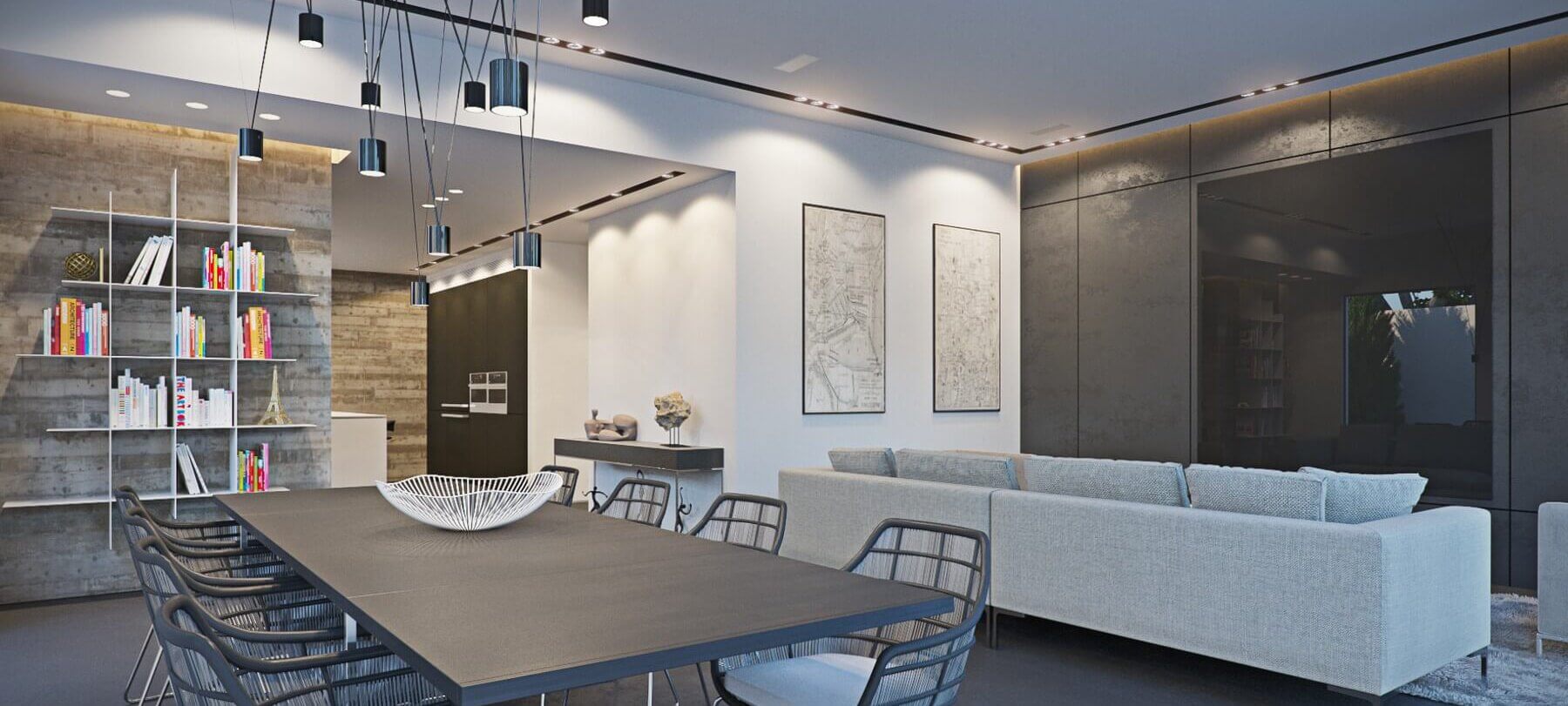 עיצוב סלון מודרני בבית פרטי