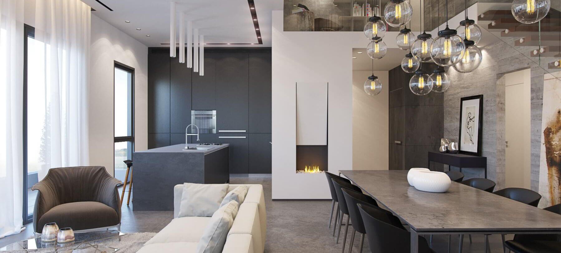 עיצוב פנים סלון מודרני דופלקס בירושלים