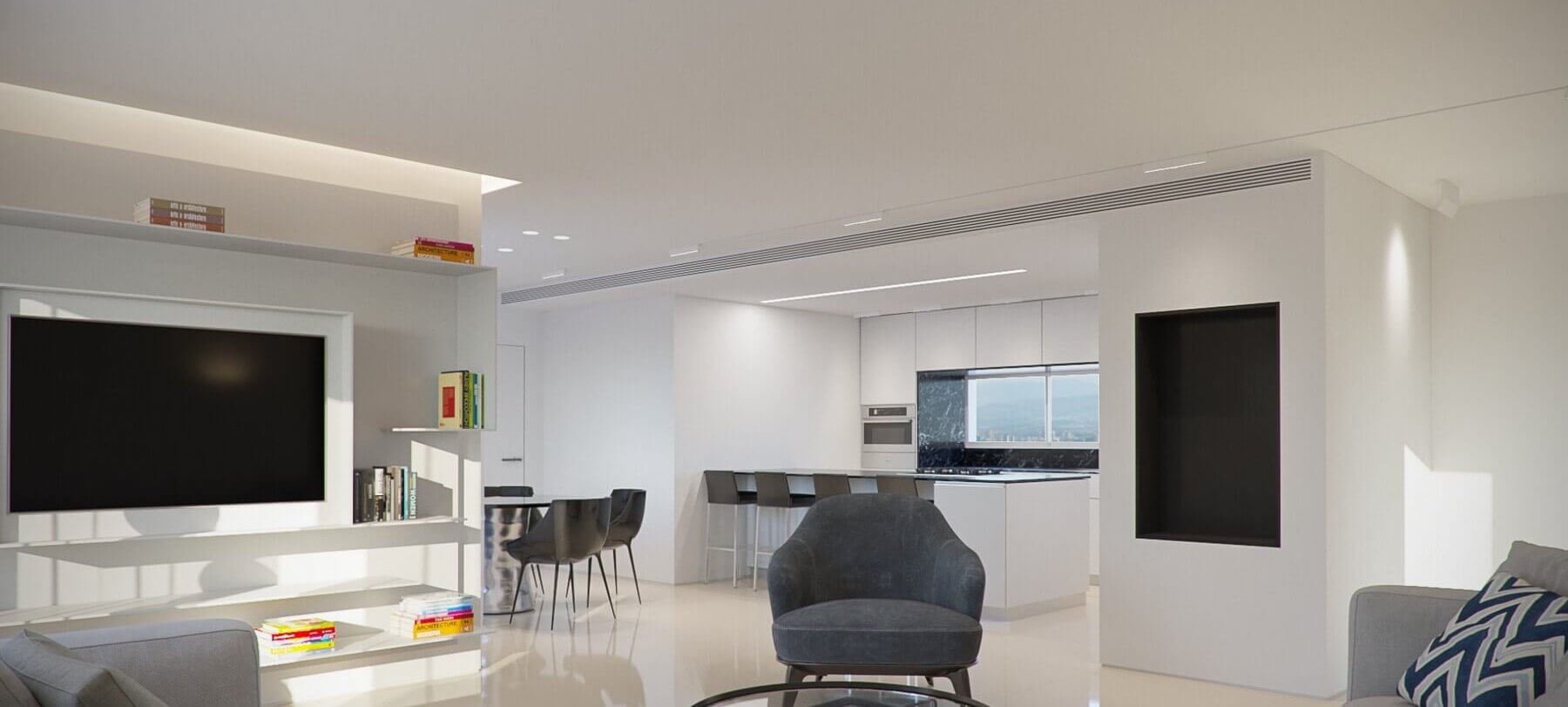 עיצוב סלון מודרני פנטהאוז באשקלון