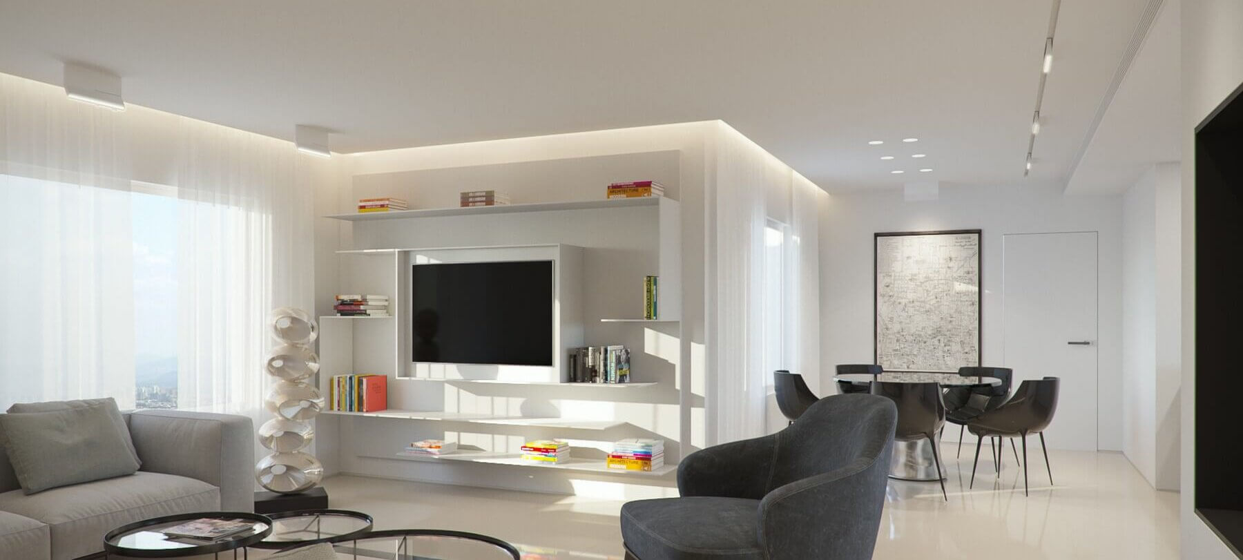 עיצוב סלון פנטהאוז באשקלון