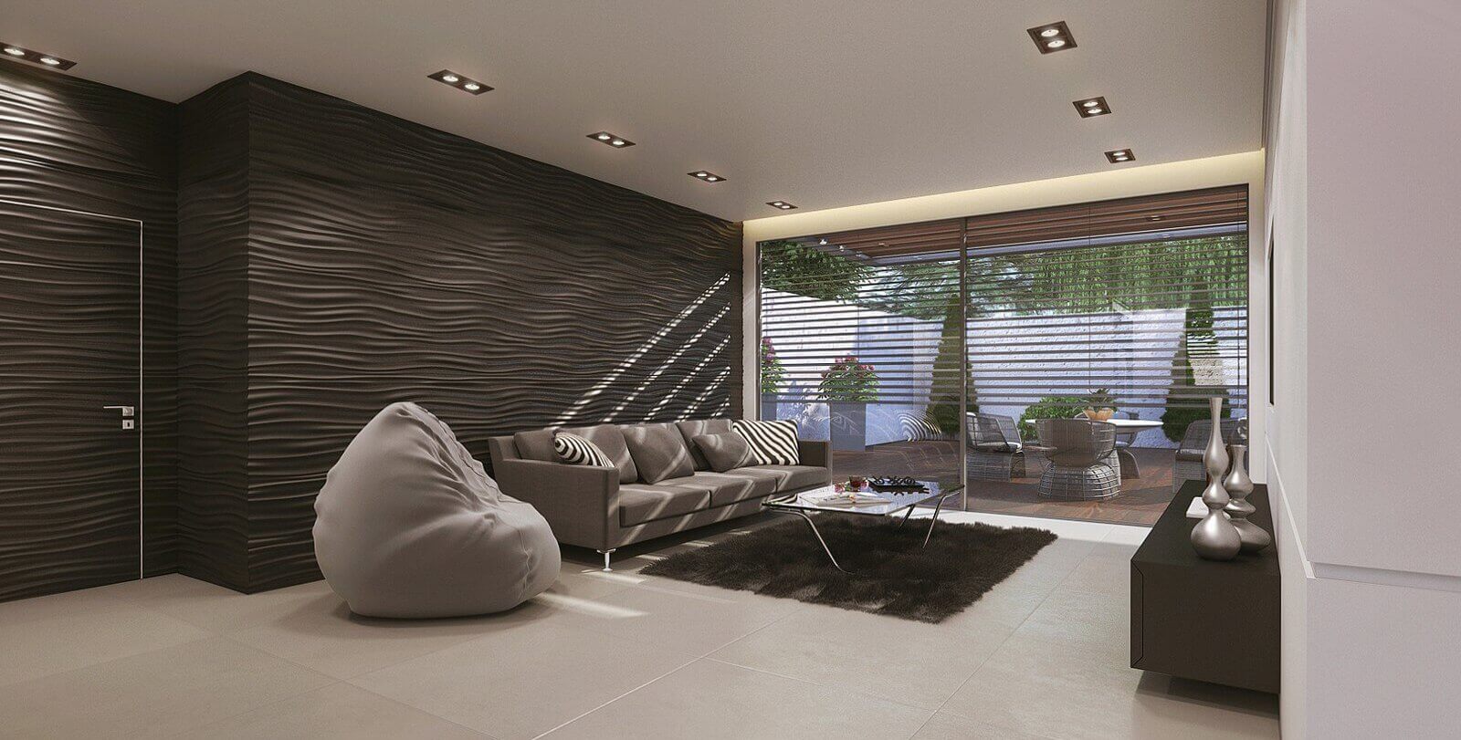 עיצוב סלון מודרני דירת גן בראשל