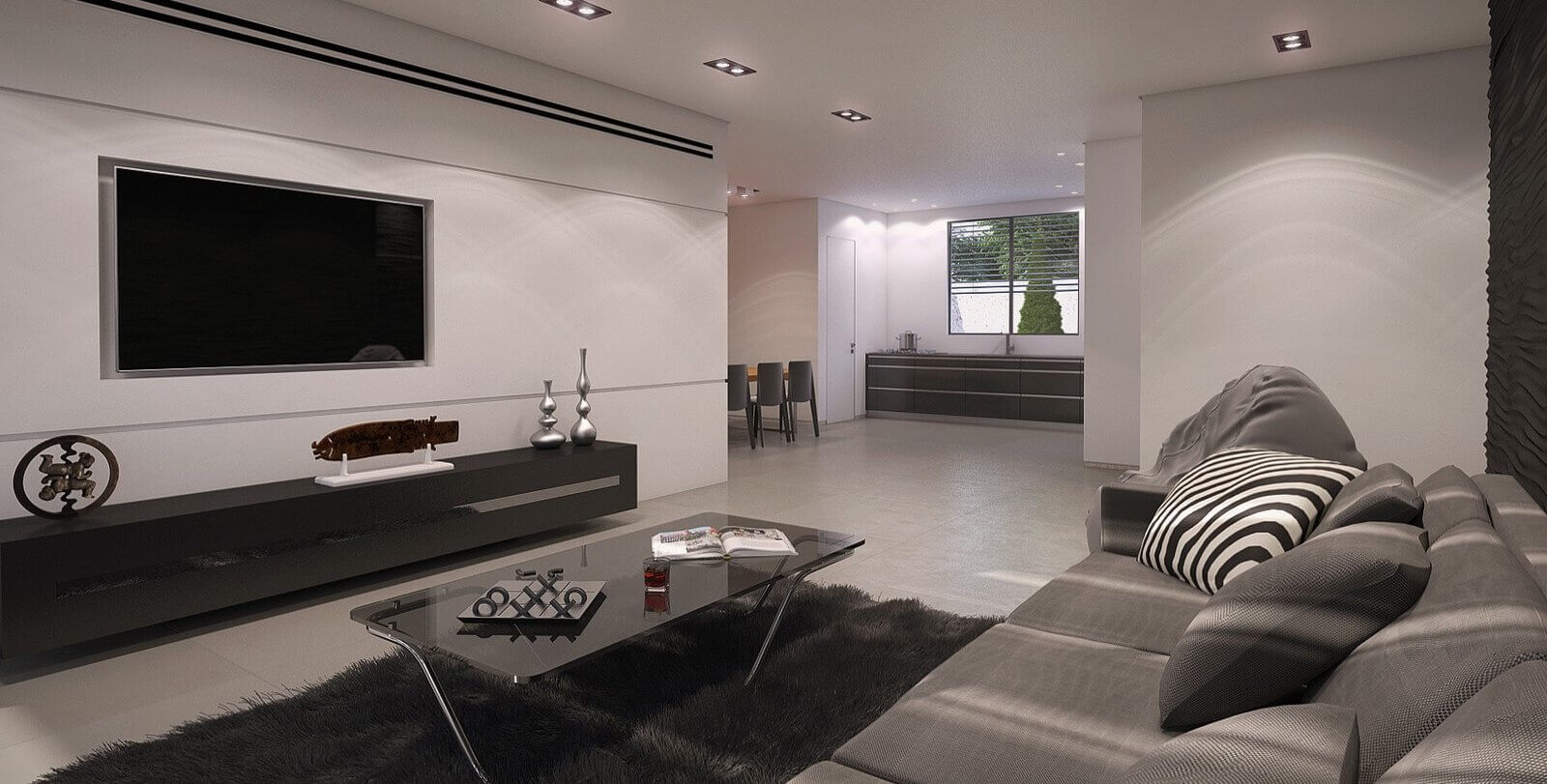 עיצוב סלון מודרני דירת גן בראשון לציון