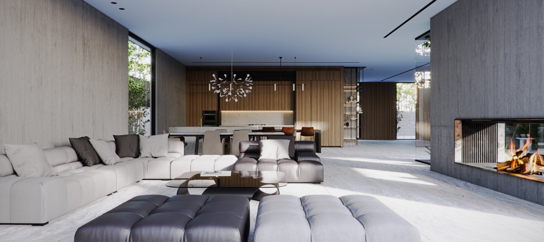 עיצוב בית פרטי בתל-אביב חלל אירוח